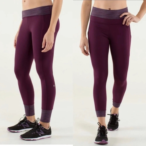 ! LULULEMON En Route Crop Plum Wee Are From Space size 4 - Picture 1 of 7